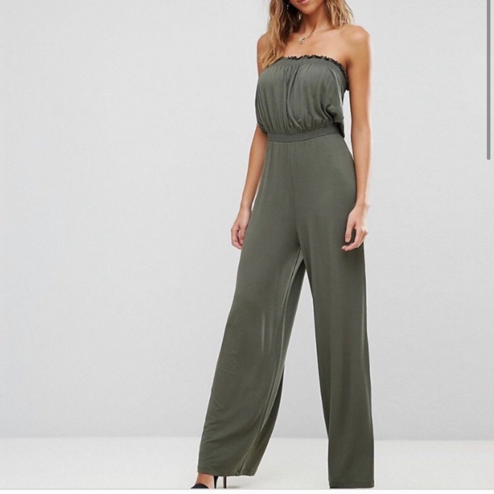 ASOS Olive Green Strapless Jumpsuit